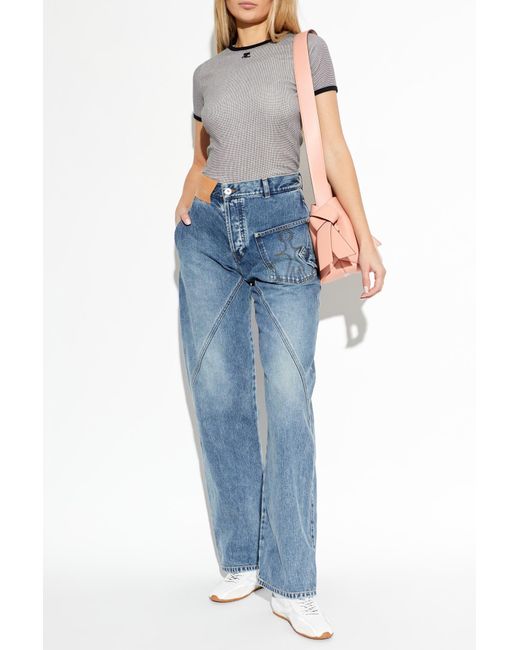 Courreges Gray Top With Houndstooth Pattern