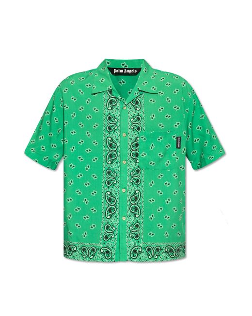 Palm Angels Green Short-Sleeved Shirt for men