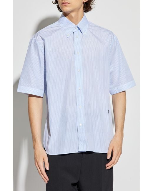 Bottega Veneta Blue Shirt With Striped Pattern for men