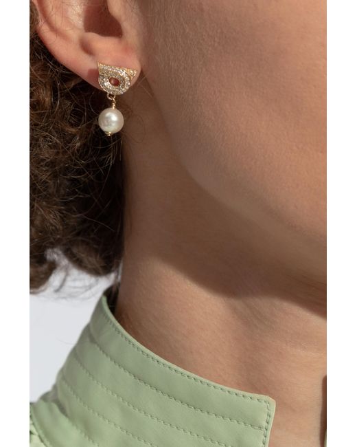 Ferragamo White Earrings With Logo