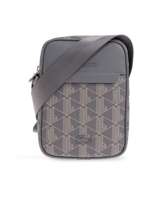 Lacoste Gray Shoulder Bag With Logo, for men