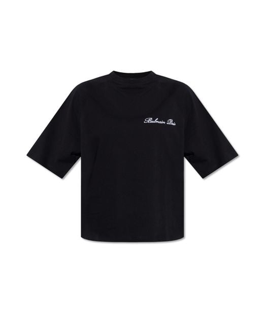 Balmain Black Cotton T-shirt,