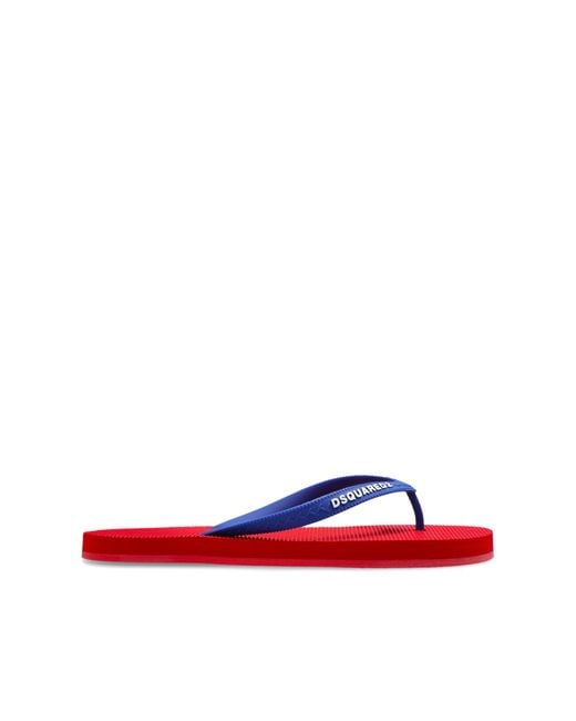 DSquared² Red Flip-Flops With Logo