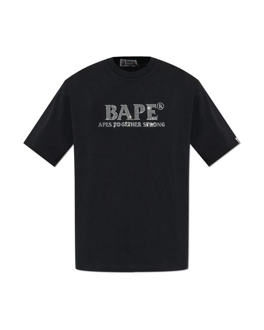A Bathing Ape Black T-Shirt With Logo for men