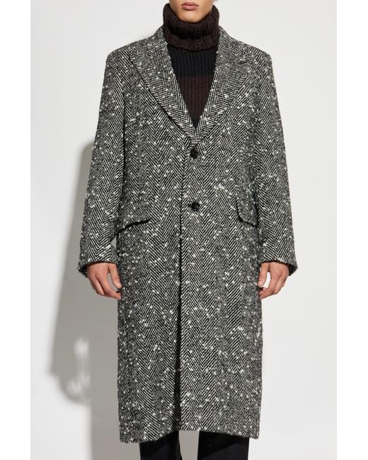 Dolce & Gabbana Gray Herringbone Pattern Coat for men