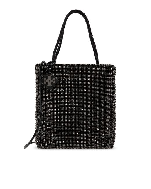 Tory Burch Black Shoulder Bag Night Ow Mini With Shimmering Crystals