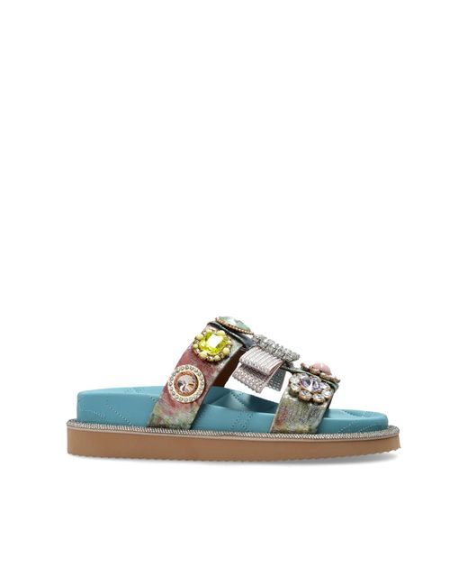 Kurt Geiger Blue 'Ornate Orson' Platform Slides