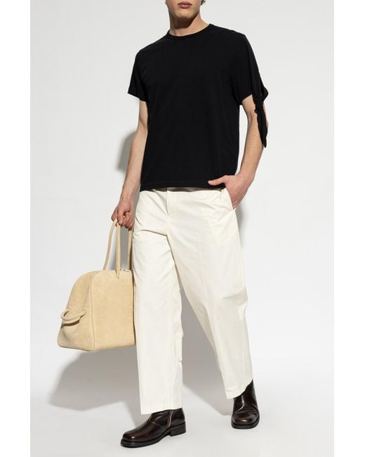 J.W. Anderson Black T-Shirt With A Knot On The Shoulder for men