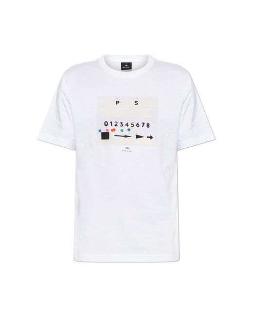 Paul Smith White T-Shirt With A Colorful Print for men
