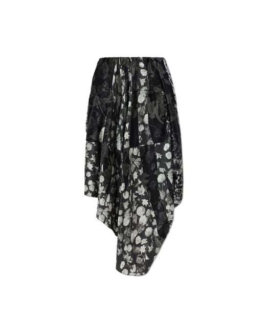 Maison Margiela Black Silk Skirt With An Asymmetric Cut