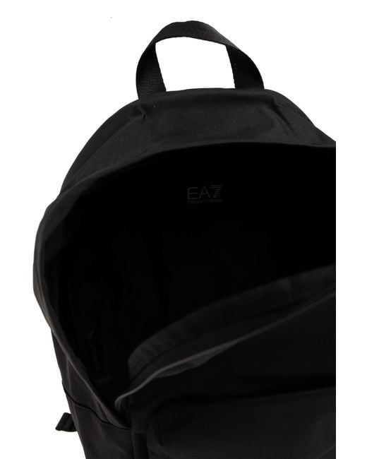EA7 Black Backpack With A Logo Patch