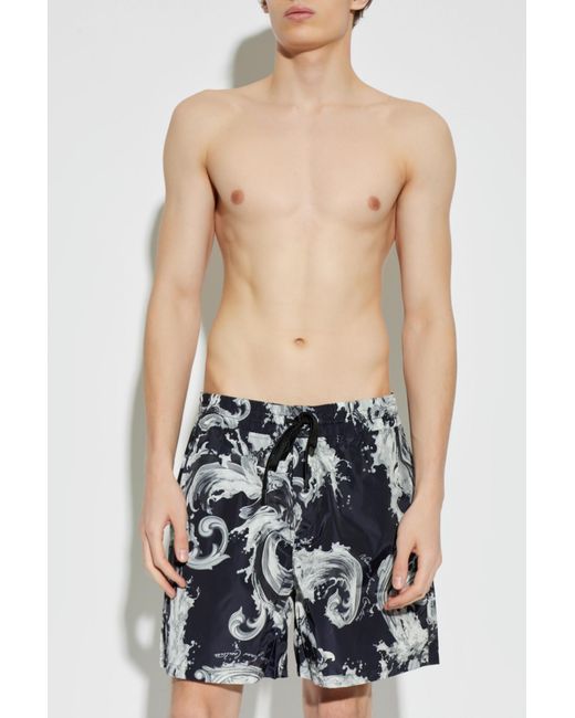 Versace Jeans Couture Black Shorts With 'Barocco' Print for men