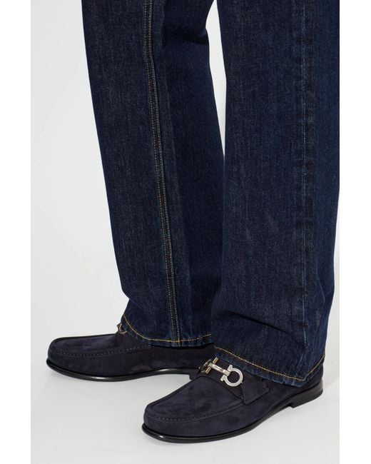 Ferragamo Black Suede "Avril" Loafers for men