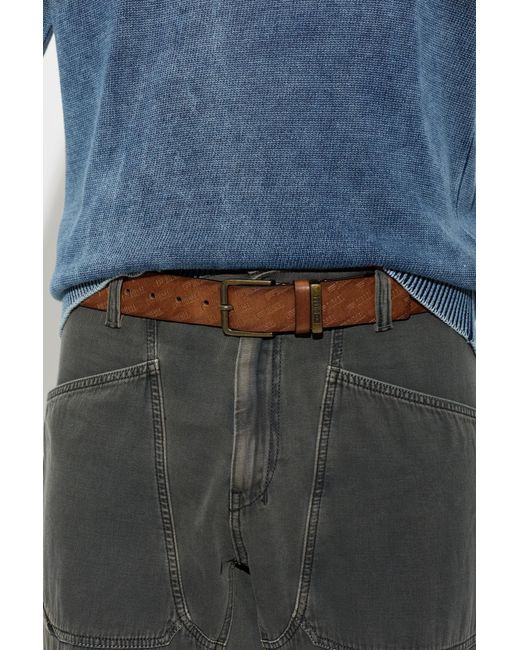 DIESEL Brown Leather Belt Logo B-Monogram' for men
