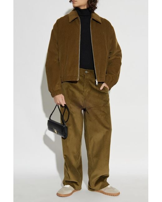 AMI Green Corduroy Trousers for men