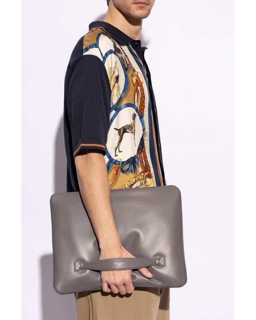 Dolce & Gabbana Gray Leather Briefcase for men