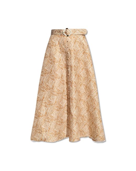 Ixiah Natural Patterned Skirt With Belt,