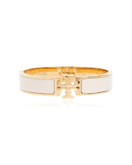 Tory Burch Natural Brass Bracelet With Logo