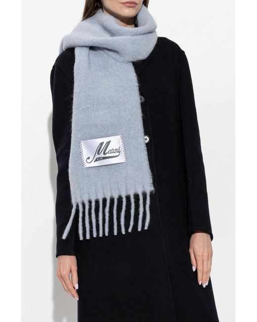Marni Blue Scarf With Fringes