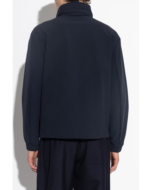 Emporio Armani Blue Jacket With Logo Patch for men