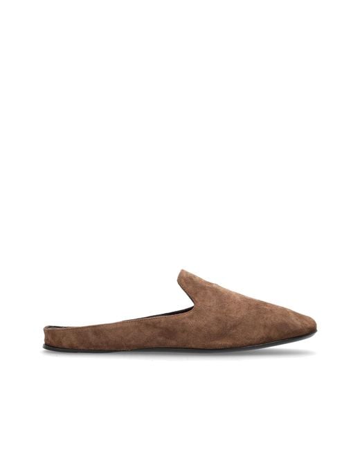 Max Mara Brown Suede Slides 'Tessile'