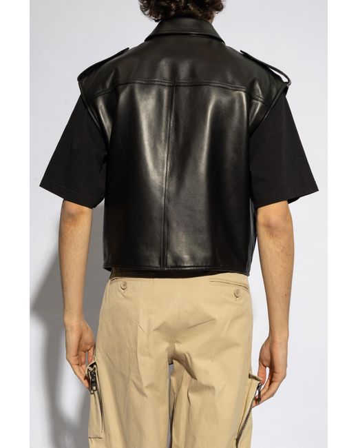Dolce & Gabbana Black Leather Vest, for men