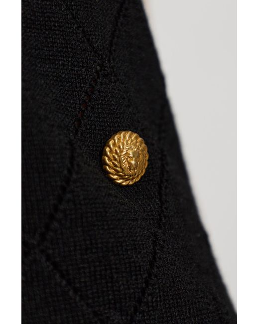 Balmain Black Wool Sleeveless Top
