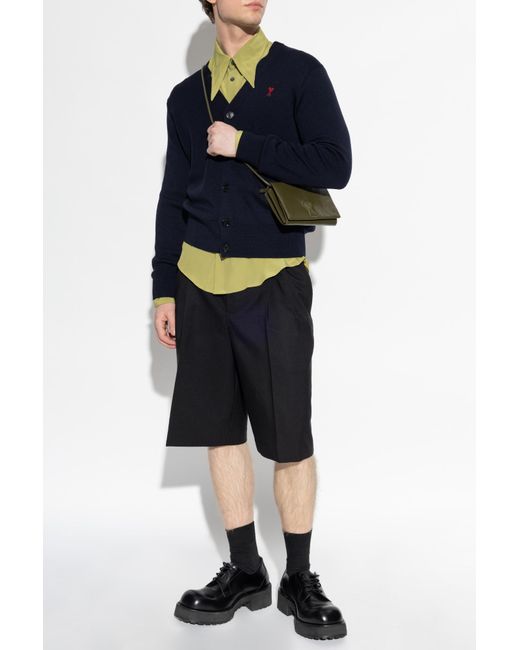 AMI Blue Wool Cardigan for men