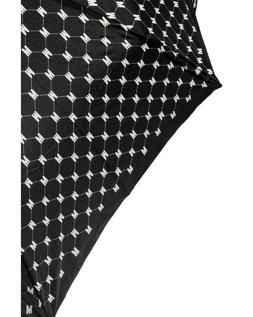 Moschino Black Foldable Umbrella With Monogram