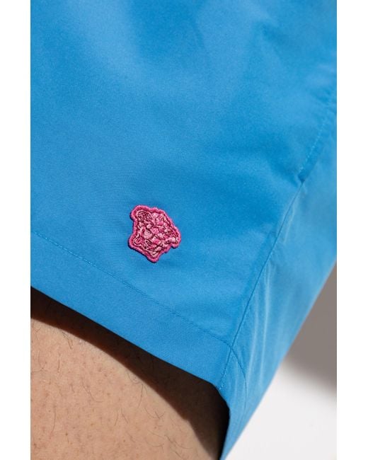 Versace Blue Swim Shorts With A Patch for men
