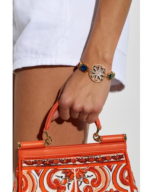Dolce & Gabbana Metallic Bracelet With Shimmering Crystals