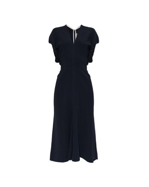 Victoria Beckham Blue V-Neck Dress