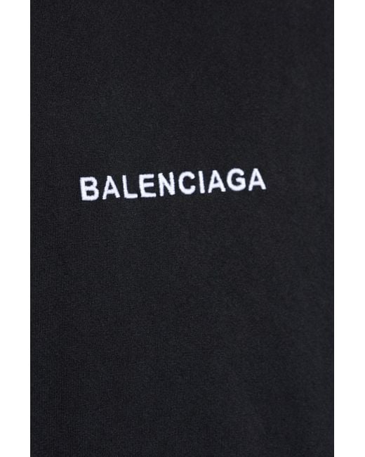 Balenciaga Black T-Shirt With A Patch On The Sleeve for men