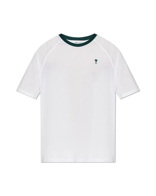 AMI White T-Shirt With Embroidered Logo for men