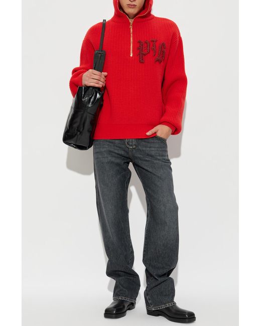Balmain Red Sweater With Applique for men