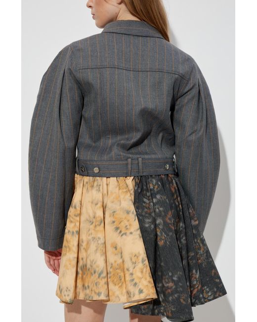 Ganni Gray Jacket With Pinstripe Pattern