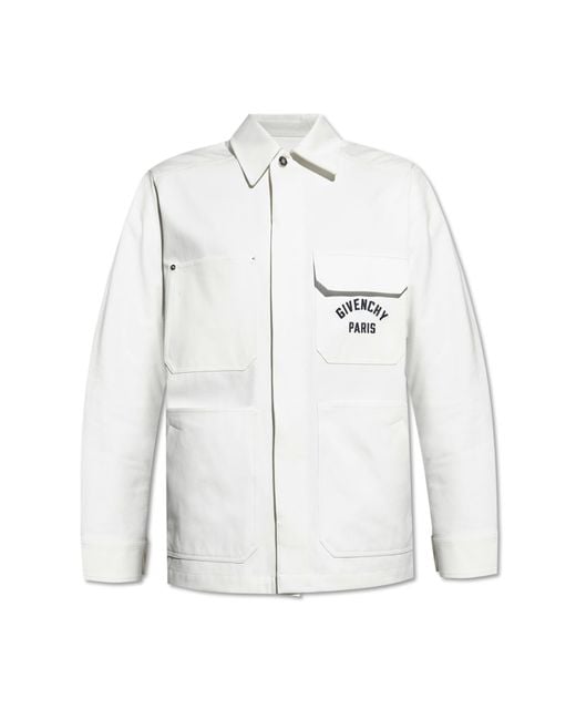 Givenchy White Shirt Jacket With Logo for men