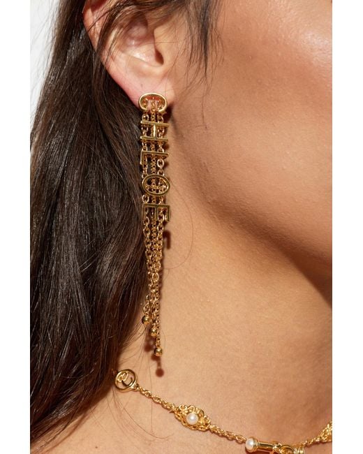 Chloé White Long Earrings With Logo