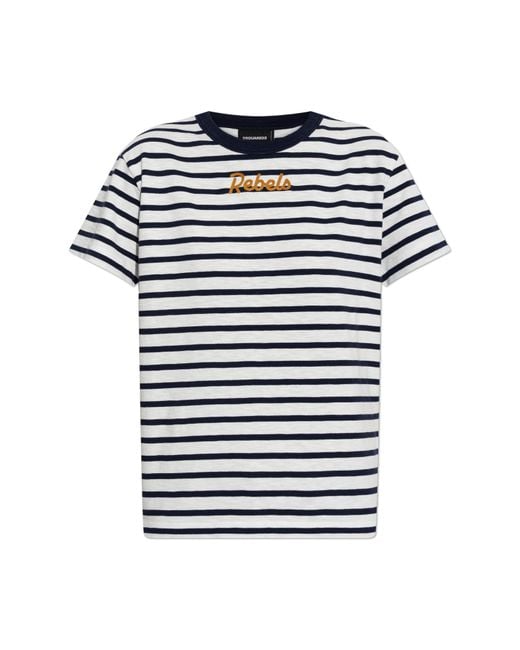 DSquared² Black T-Shirt With A Striped Pattern
