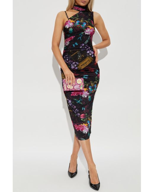Versace Jeans Couture White Dress With Colorful Print
