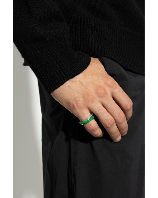 Mens Rings Bottega Veneta Rings Bottega Veneta Sterling Silver Ring in Green for Men 