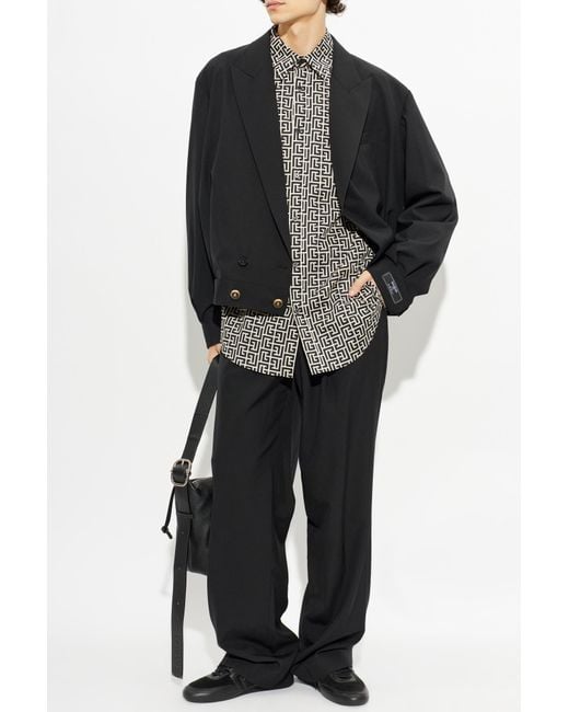 Balmain Gray Shirt With Monogram for men