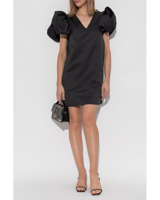 ROTATE BIRGER CHRISTENSEN Black Dress With Puff Sleeves