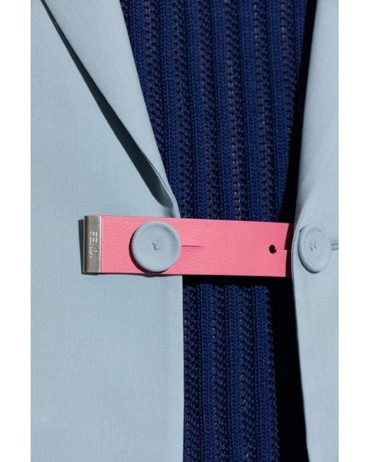 Fendi Blue Wool Blazer With Single Vent for men