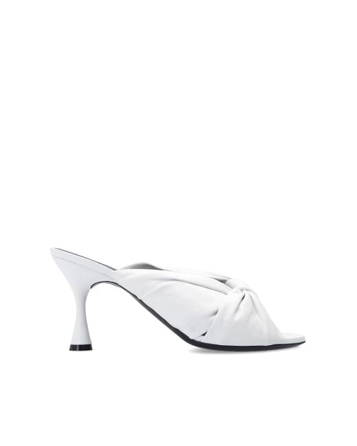 Balenciaga 'drapy' Heeled Mules in White | Lyst