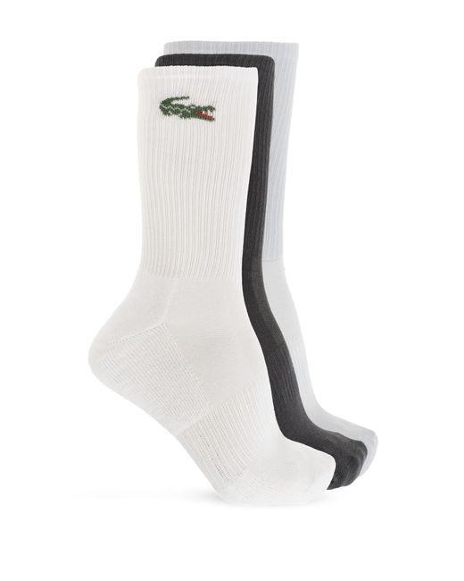 Lacoste White Three-Pack Of Socks With Logo