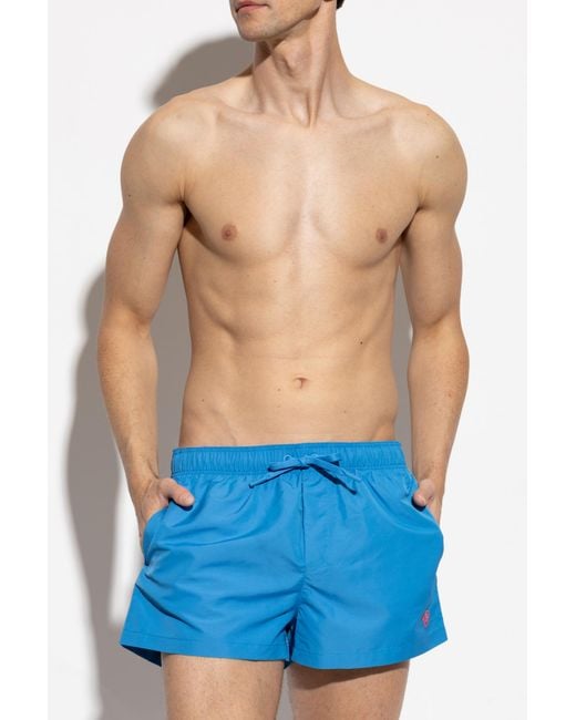 Versace Blue Swim Shorts With A Patch for men