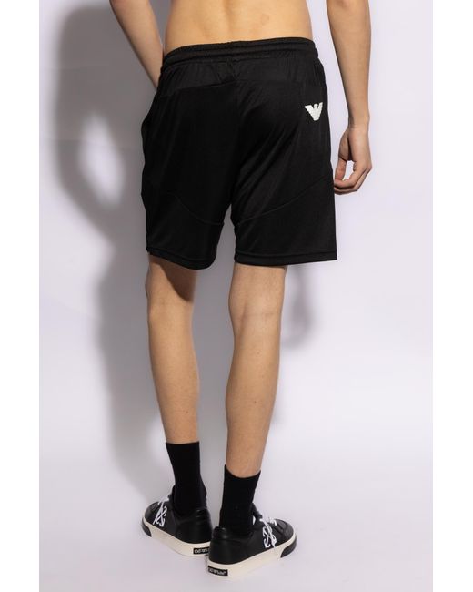 EA7 Black Shorts With Logo, for men