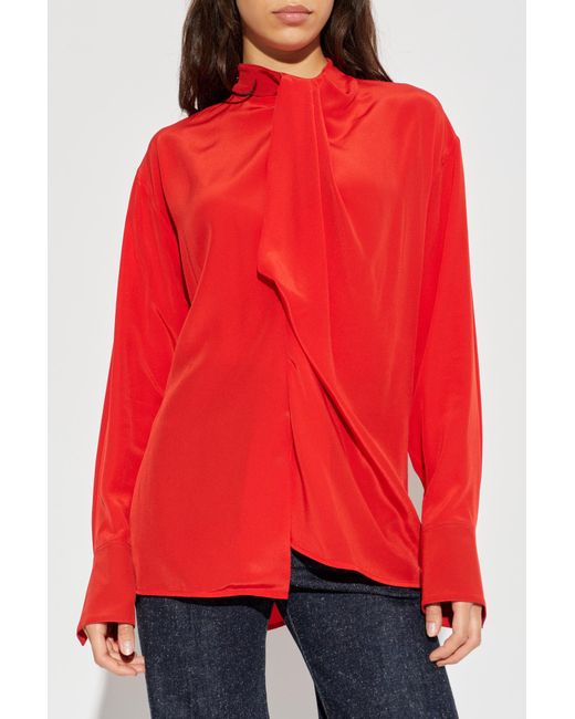Victoria Beckham Red Silk Shirt