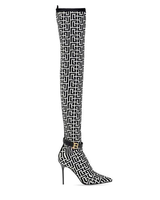 Balmain Leather 'raven' Over-the-knee Boots in Black | Lyst UK